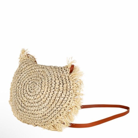 Straw Fringe Half Moon Crossbody - Picture 6 of 7